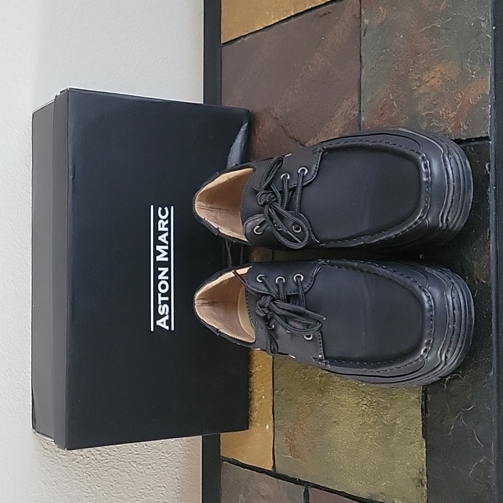 Aston Marc Comfort 03 Men's Boat Shoes, 8.5 M, Black, EUC